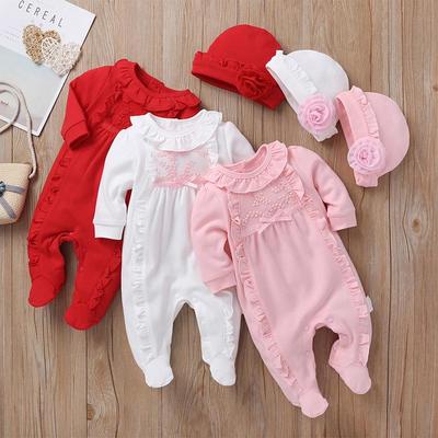 Tutina a maniche lunghe con piedini per neonata - Primavera/Autunno