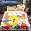 Cartoon Rabbit Yellow Bird 3pcs K-pop Music Group Bedding set,Ideal for Bedroom, Dormitory,Including Duvet Cover And 2pcs Pillowcases,Fan Gifts