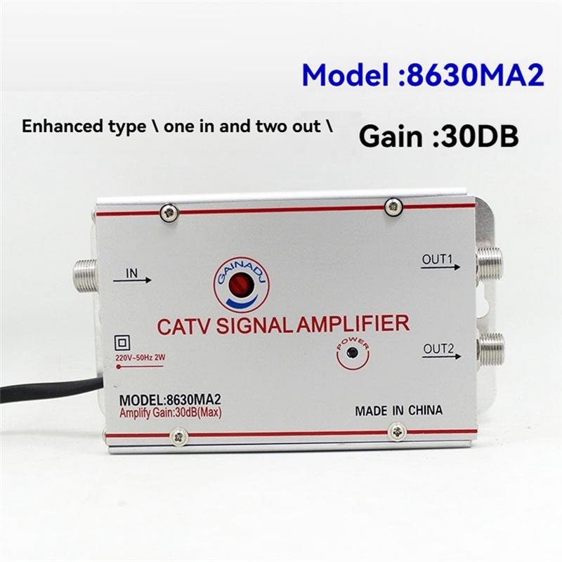 ABUO-Home TV Equipment 8630MA2 30Db Cable TV Splitter Amplifier Digital TV Antenna Signal Booster 45Mhz To 860Mhz EU Plug