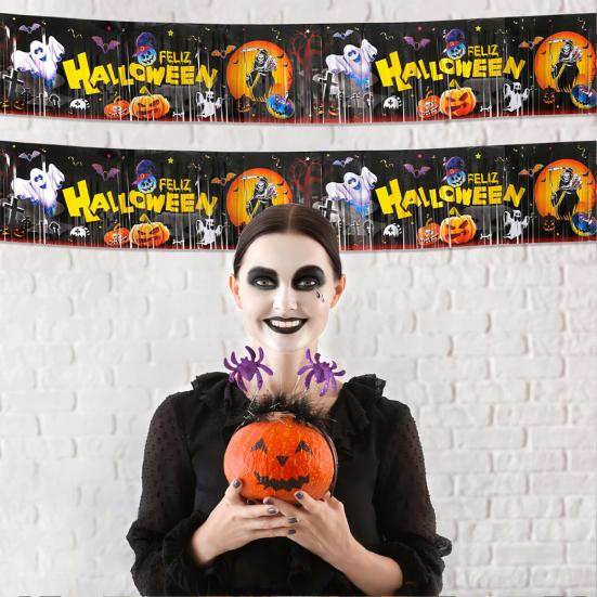 Halloween Banner Horror Party Decor Yard Sign Scary Background Cloth