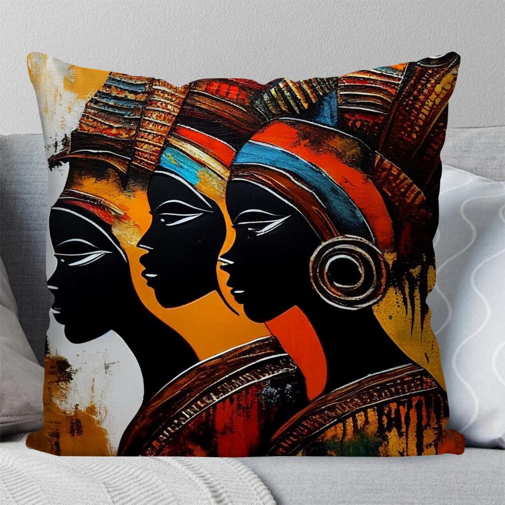 African Women Pillow Case Square Pillow Bedroom Sofa Leisure Comfort Cushion Car Living Room Home Decoration 40X40