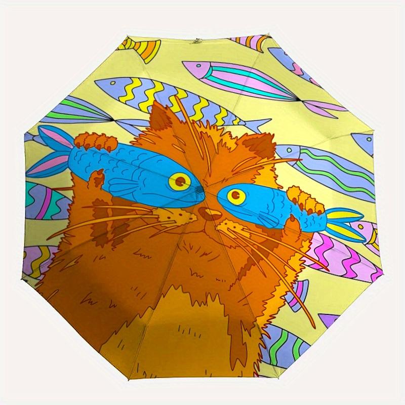

1pc Cat Fish Automatic Open/close Umbrella, 8-Rib sturdy structure, Portable Travel Umbrella, Parties, Everyday Use, Outdoor Accessory, Arti
