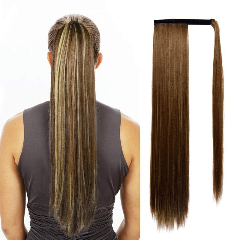 MISS WIG Long Straight Clip In Hair Tail False Hair Ponytail Hairpiece With Hairpins Synthetic Hair Pony Tail Hair Extension