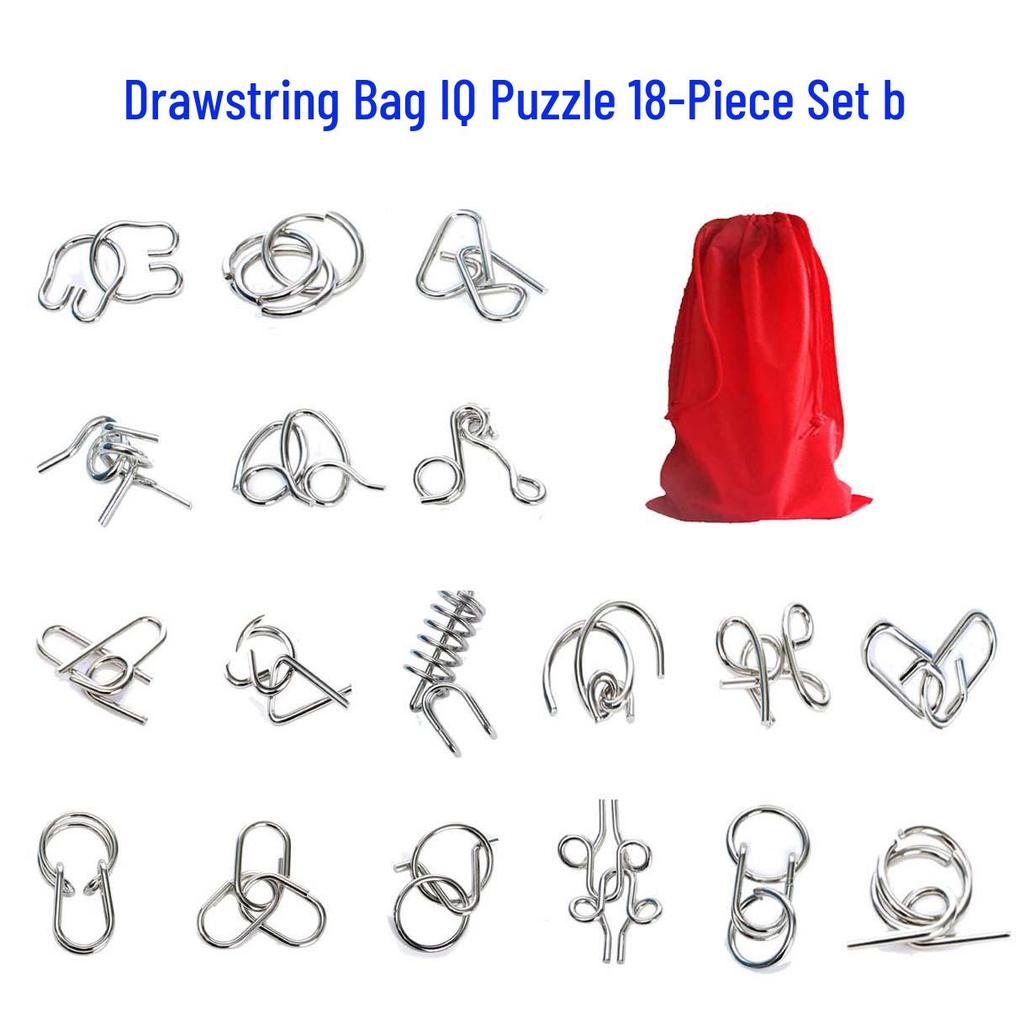 Nine-Ring Metal Puzzle - Eight-Piece Disentanglement Brain Teaser Set