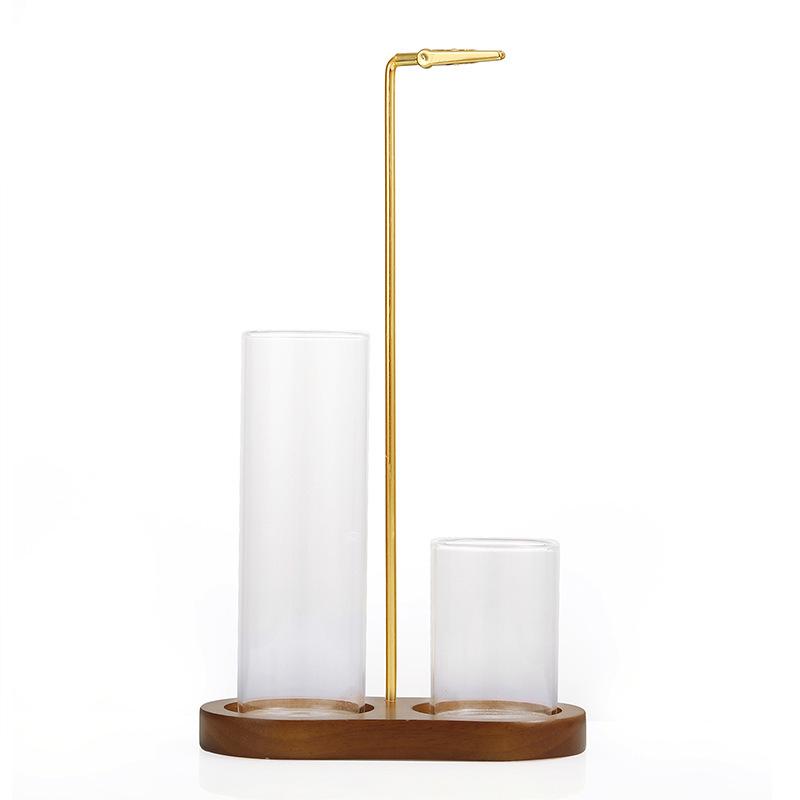 Figure-8 Bamboo Incense Holder with Glass Tube and Metal Clip Zen Burner