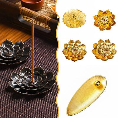 Lotus Shape Incense Holder Alloy Incense Stick Holder Simple Incense Tray Temples Home Office