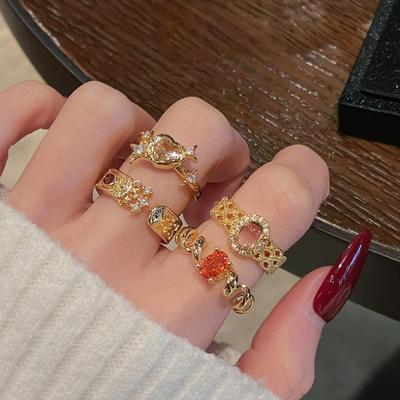 Medieval Gold Retro Fashion Personality Niche Design Open Ring Jewelry High Sense Ring Women
