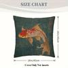 Traditional Japanese Koi Fish Decorative Pillowcase, Artistic Oriental Pattern Cushion Cover For Sofa Bedroom Office Decor