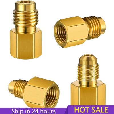R134A Adaptateur de réservoir de réfrigérant en laiton vers adaptateur de raccord R12 1/2 Femelle vers 1/4 Mâle Évasé Adaptateur Noyau de valve et Pompe à vide
