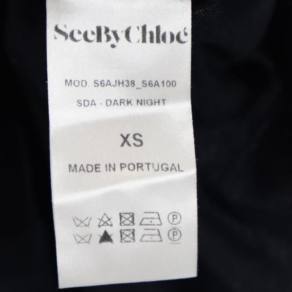 SEE BY CHLOE Short Sleeve Sleeve Change Cut XS Navy System Women Used