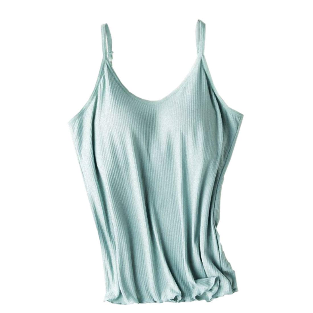

Sint M Ribbed Camisole with Backless Bra Sizes S to XL Aqua Cups, Smooth, Quick-Drying, Stretchy, Top, (S, Green)