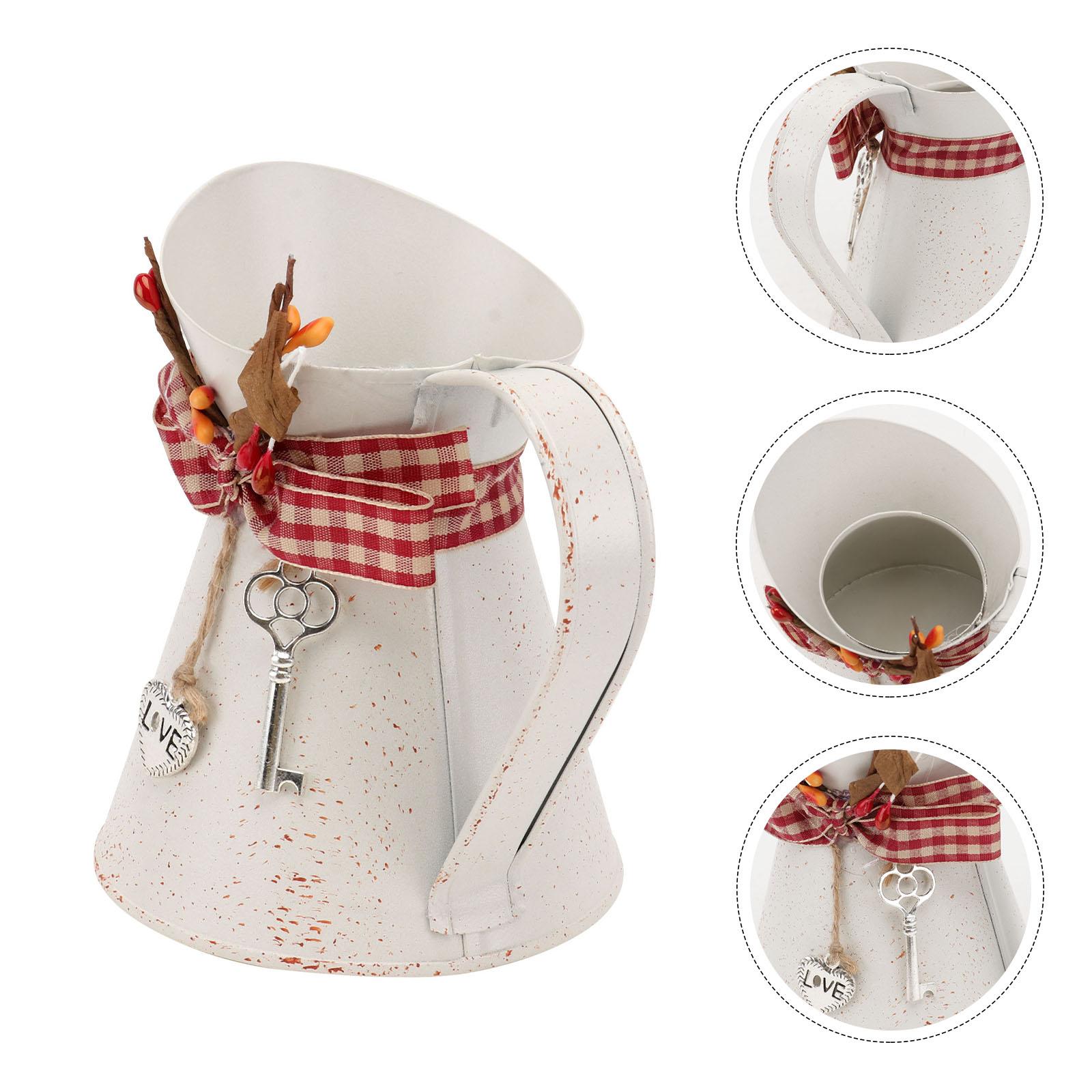 

Ваза для цветов, металлическое ведро, кувшин, винтажный фермерский деревенский кувшин, французские вазы для цветов, центральные элементы, железный горшок для цветов, деревенское молоко