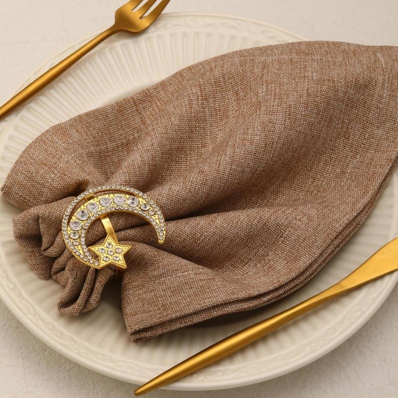 6 Pack Moon and Star Napkin Rings Festival Serviette Holder Napkin Buckles Serviette Rings Alloy Material for Napkin