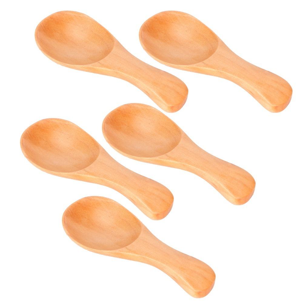 5Pcs Wood Mini Spoon Short Handle Ice Cream Spoon Easy To Store Wooden Spoon Kitchen