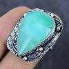 Anello in Argento Sterling 925 con Pietra Preziosa Crisoprasio Naturale Misura 7 D8J77