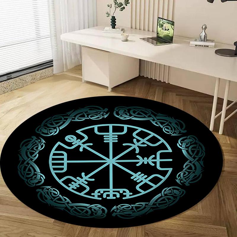 Valknut Celtic Knot Circular Rug Office Decorative Carpet For Living Room Bedroom Door Mat Floor Rug Computer Chair Area Rug