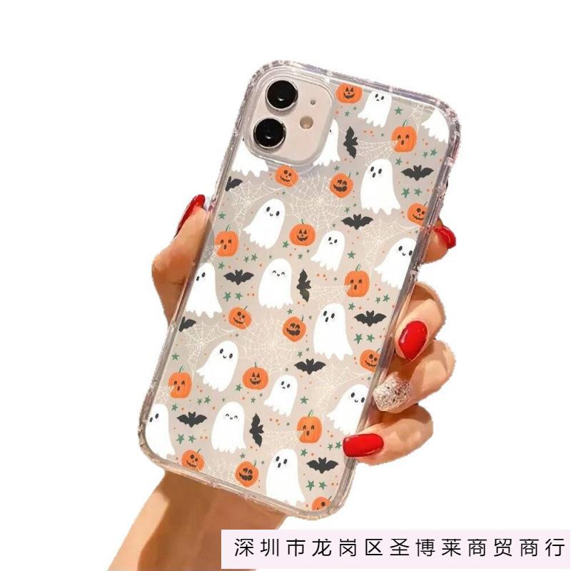 Spider web pumpkin ghost applies to Apple 16promax mobile phone case 15plus transparent 1413 airbag 12 bursts