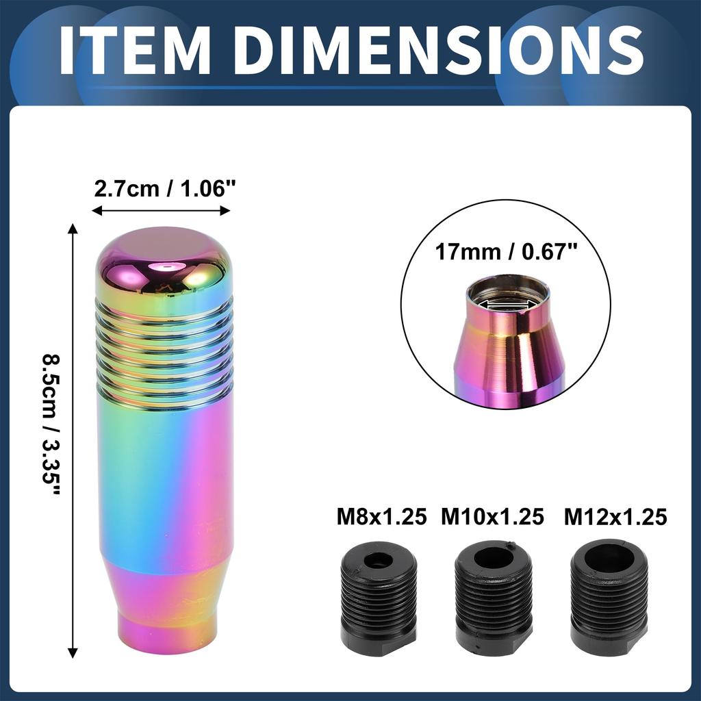 INFINAUTO Car Gear Shift 1 for Automatic and Manual Aluminum with 3 Adapters Knob, Multicolor, Set, Universal, Cars, Alloy,