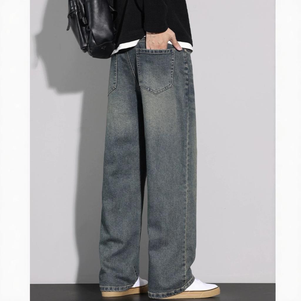 Trendy brand straight jeans men's loose and thin casual versatile American high street wide-leg new jeans