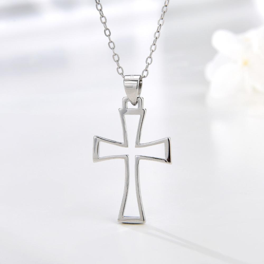 S925 Sterling Silver Cross Pendant Necklace for Women Elegant Minimalist Collarbone Chain