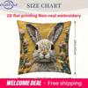 Adorable 2D Flat-Printed Bunny Embroidered Pillow Cover For Cozy Decor Sofa Cushion Cover, Home Decoration, 2D Printing