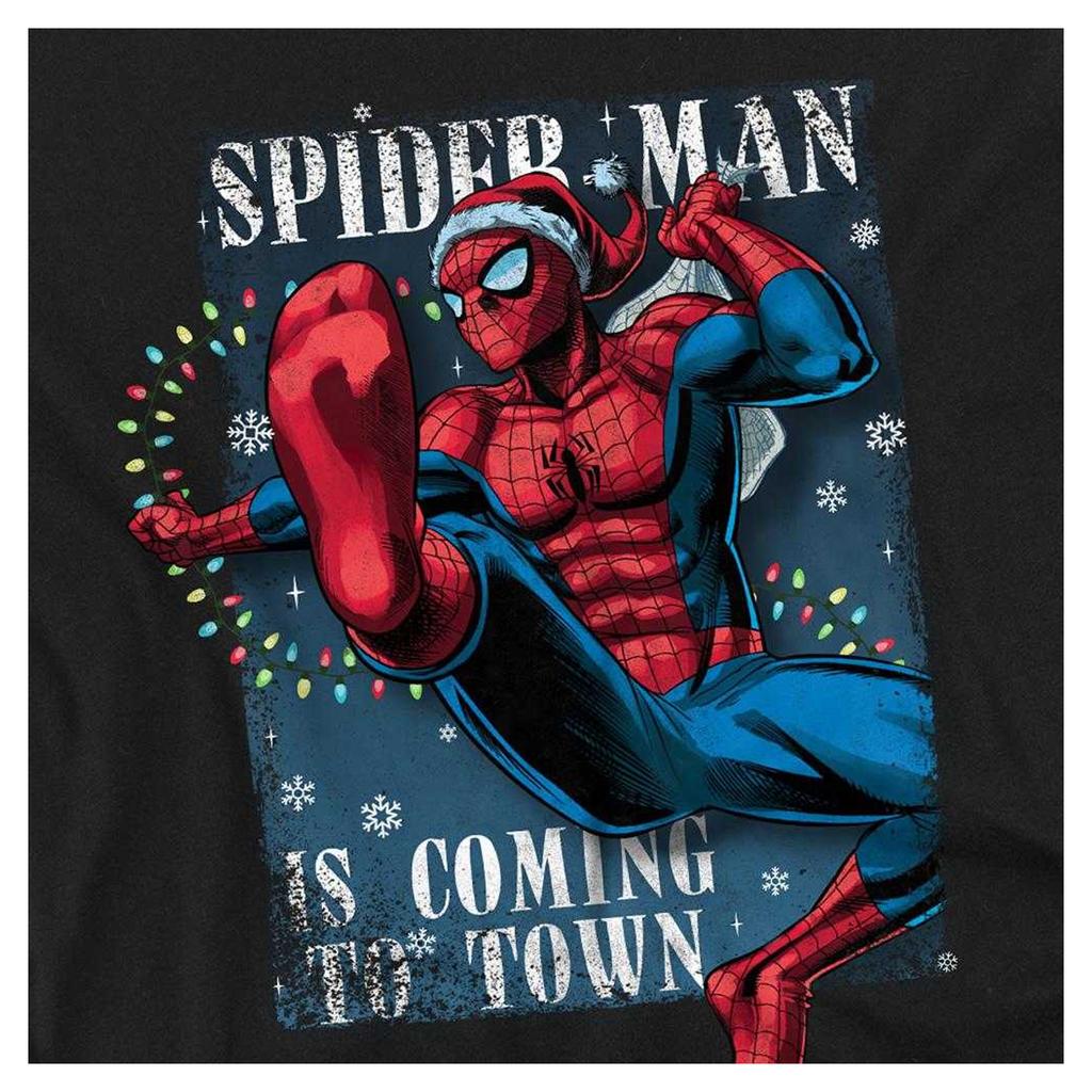 Spider-Man Unisex Adult Is Coming To Town Long-Sleeved Christmas T-Shirt