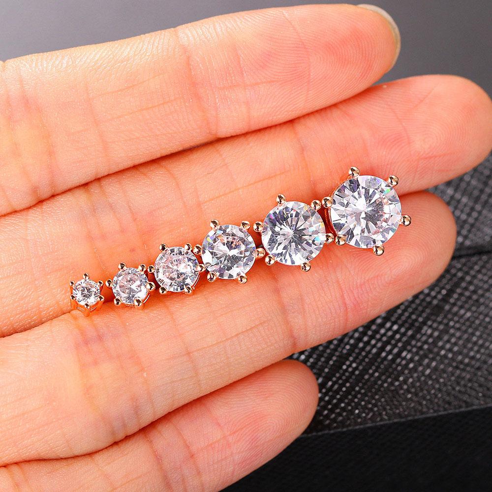 Simple Crystal Stud Earrings Piercing Ear Studs For Women Exquisite Wedding Party Gift AAA+ Cubic Zircon Jewelry DWE035M