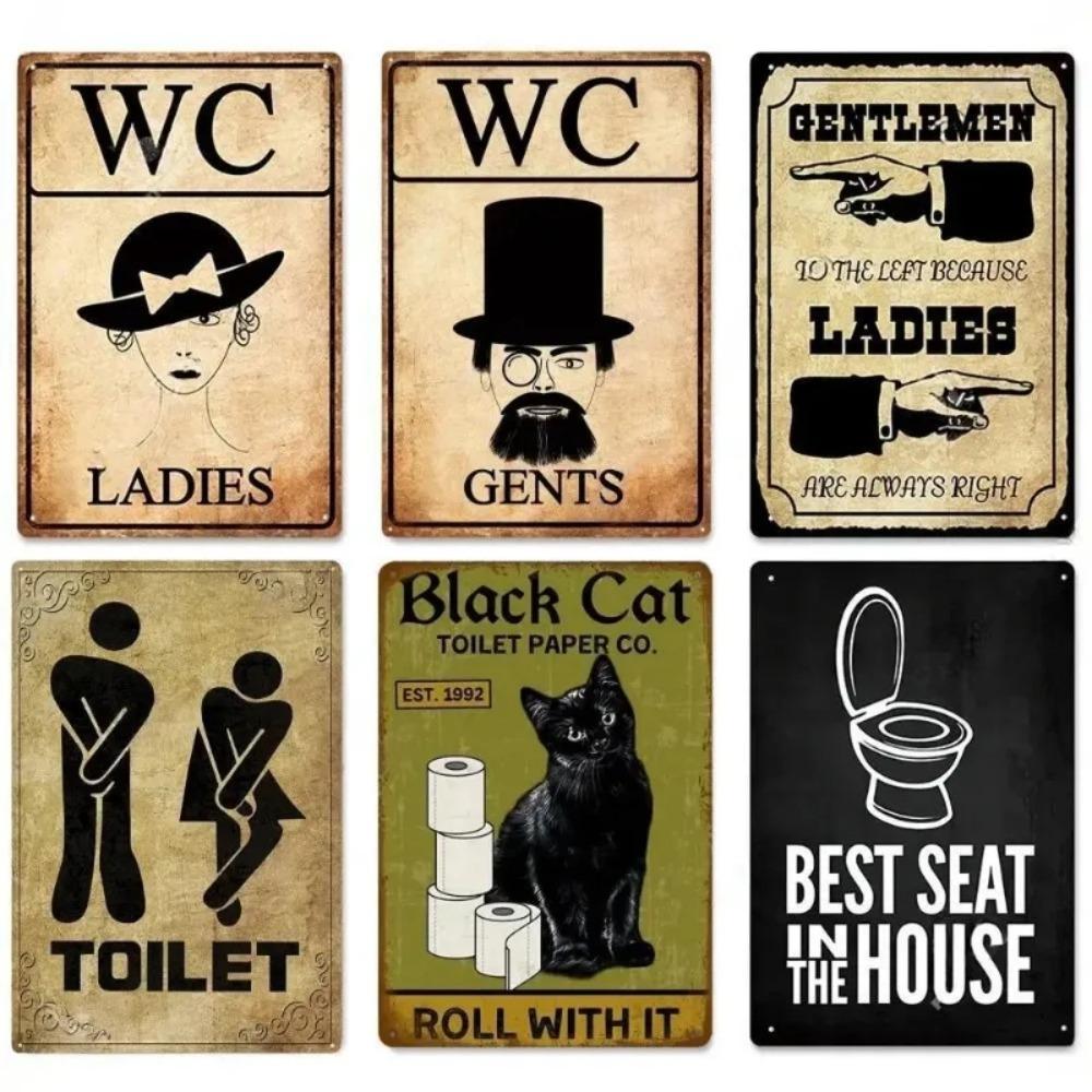Vintage Funny WC Metal Sign Plaque - Lavatory Toilettes Design - Wall Art Perfect for Bar Club Bathroom Restroom Decoration