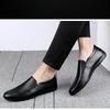 Men's Leather Casual Shoes Breathable Slip On Lazy Driving Shoes High-end Office Fashion Shoes