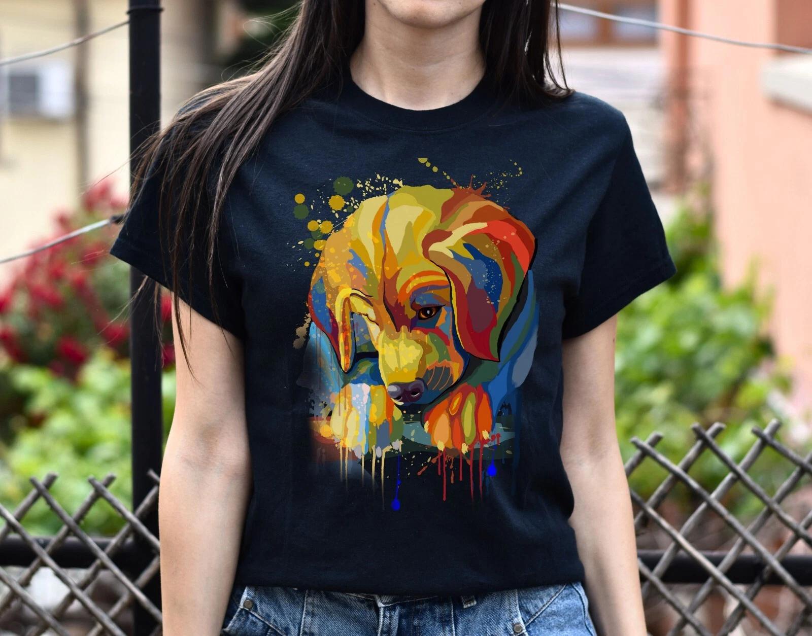 Watercolor Golden Retriever dog Unisex shirt S-2XL black navy dark heather S