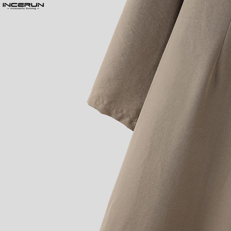 INCERUN Oversized Men Long Sleeve Shirts Long Jumpsuit Casual Two Pieces Sets Outfits