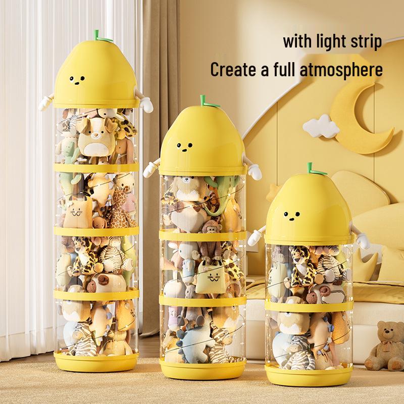 Uforu Transparent Doll Storage Bucket - Large Plush Toy Organizer for Kids