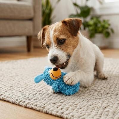 Mop Dog Shape Squeaky Dog Toy Soft Plush Fabric Dog Chew Toy  Dog Entertainment Time