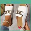 Slippers Slope Soled Thick Heel For Women Plus Size Casual And Fashionable Simple Metal Buckle Fish Mouth Sandals