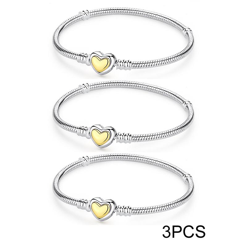 Bangles Original Love Heart Clasp Charms Beads Snake Chain Luxury DIY Jewelry For Women Gift