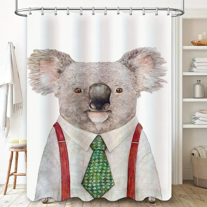 Animal Shower Curtain Koala Bath Mat Cute Animal Print Cartoon Kids Decorative Bathroom Set Waterproof Fabric Printing Unisex Gi