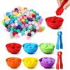 Kids Classification Cups Counting and Sorting Playthings Kit Rainbow Colors Plastic Material Bowls Tweezers Fine Motor Skill Educational Playthings