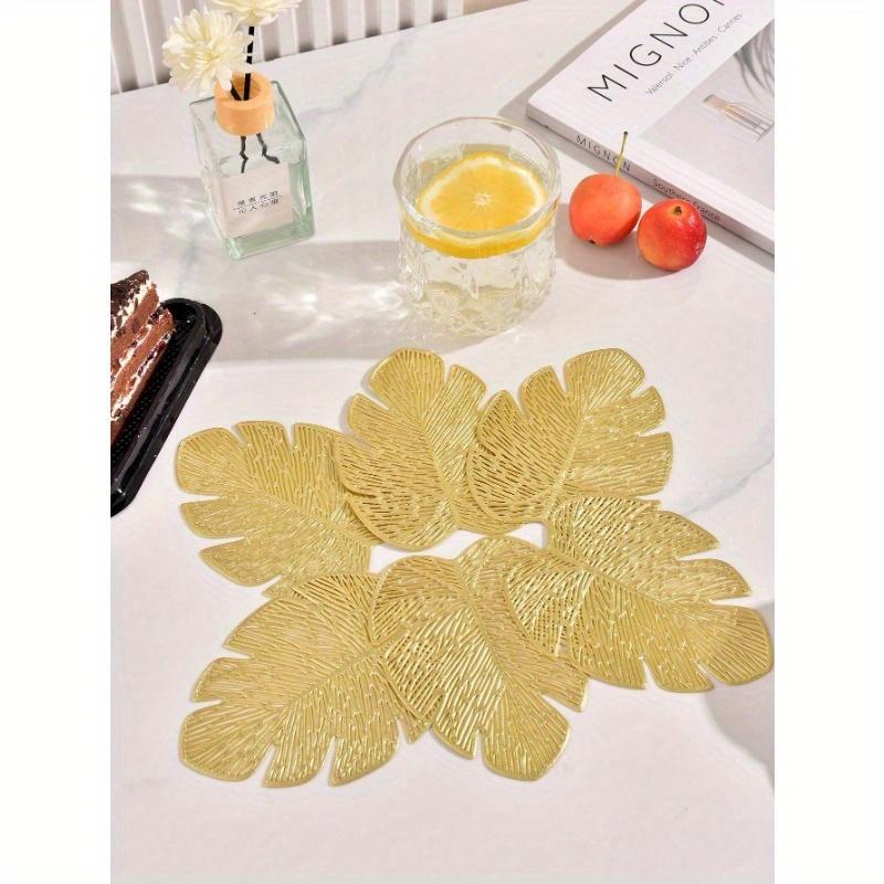 Elegant Luxury Gold Stamping Coasters Drink Absorbent Thin Rose Leaves Coasters For Coffee Wooden Table Cork Heat-Resistant Reusable Drink Coaster