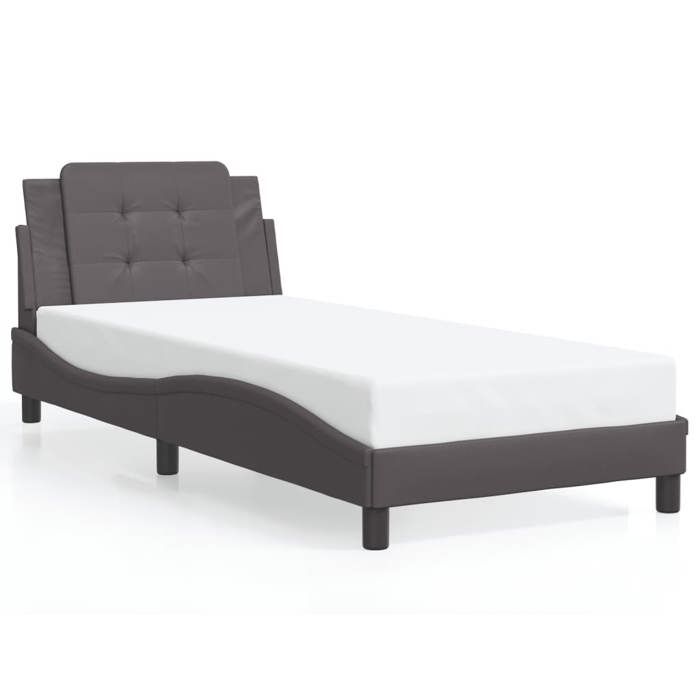 VidaXL Cadre de Lit sans Matelas Zadar, Lit Rembourré, Lit Simple, Lit Adulte de Chambre à Coucher Intérieur, Gris 90x200 cm 3208159