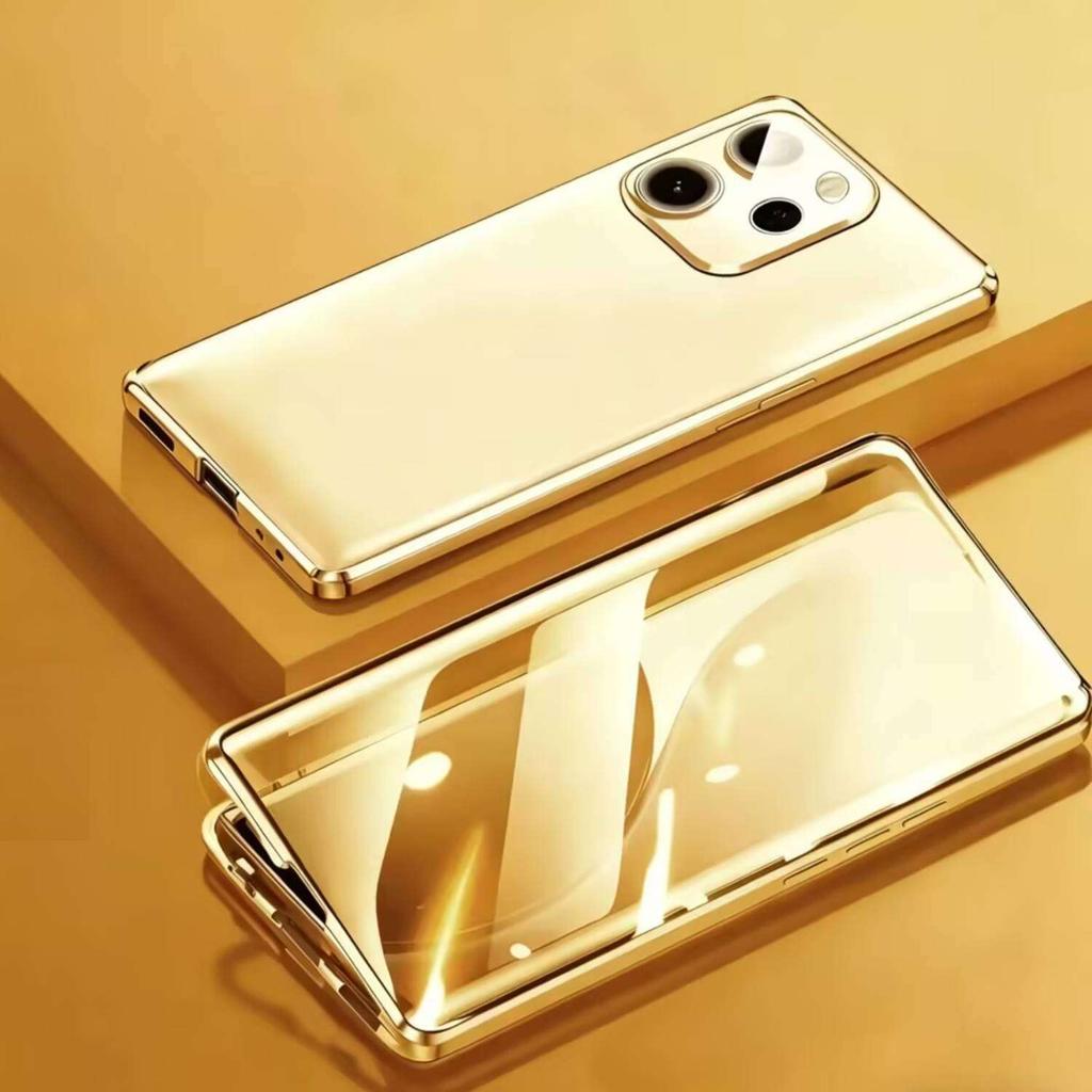 Case for OPPO Reno 15 14 13 Pro F 5G with Double Sided Tempered-Glass & Metal Frame Phone Bumpers Full Lens Protection Cover