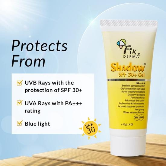 Fixderma Shadow Sonnenschutzgel LSF 30+ PA+++ | Sonnenschutz für fettige Haut | Sonnenschutzmittel LSF 30 | UVA- und UVB-Schutz – 40 g (2er-Pack)