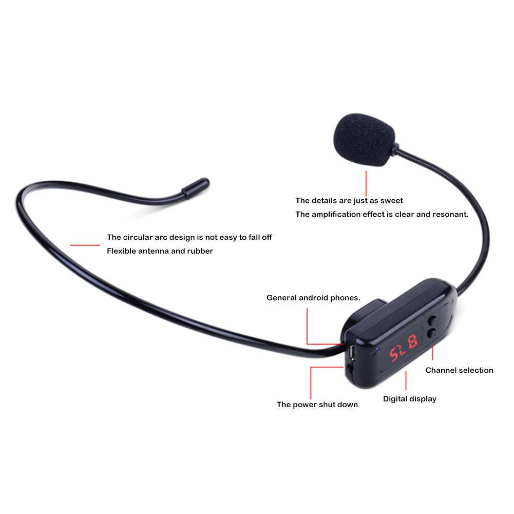 Portable Handsfree Megaphone Mic for Loudspeaker DC 3.3V-5V Wireless Headset with Microphone Support 87.5MHz~108MHz Radio