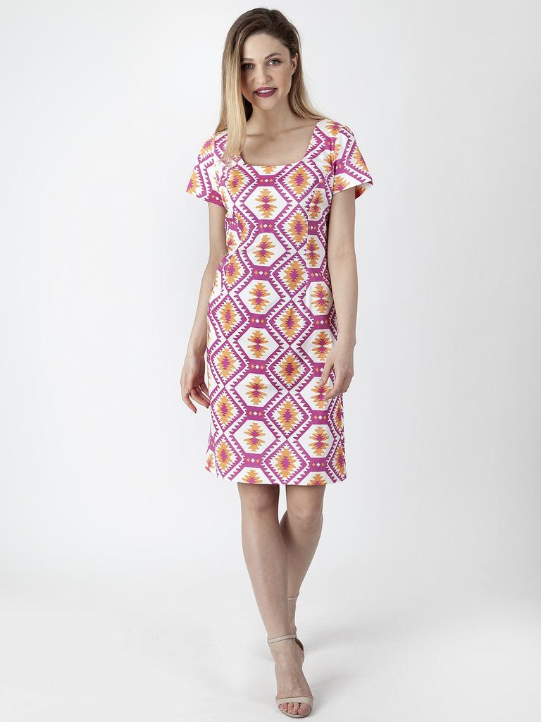 WOMEN' PENCIL DRESS WITH SHORT SLEEVES