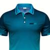 Men's Geometric Line Print Lapel Polo Shirt Slim‑Fit Short‑Sleeve Summer Daily Casual Tops