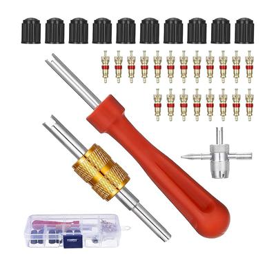 Tire Valve Core 33-Piece Set, Compatible with Cars and Bikes, Tire Repair Tool Set,