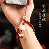 Red Agate Mobile Phone Lanyard, Hand-woven Bodhi Lotus Wrist Strap, Unisex Mobile Phone Chain, Gift Key Anti-loss Strap