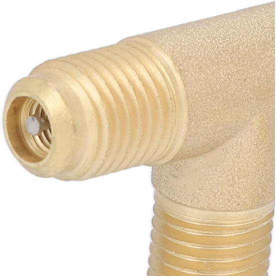 2-Piece Brass Quick Coupler Tee Adapter, 1/4 Inch SAE FFL with MFL, Refrigerant Adapter for R22 R12 R134, Vacuum Pump Manifold with Valve Core