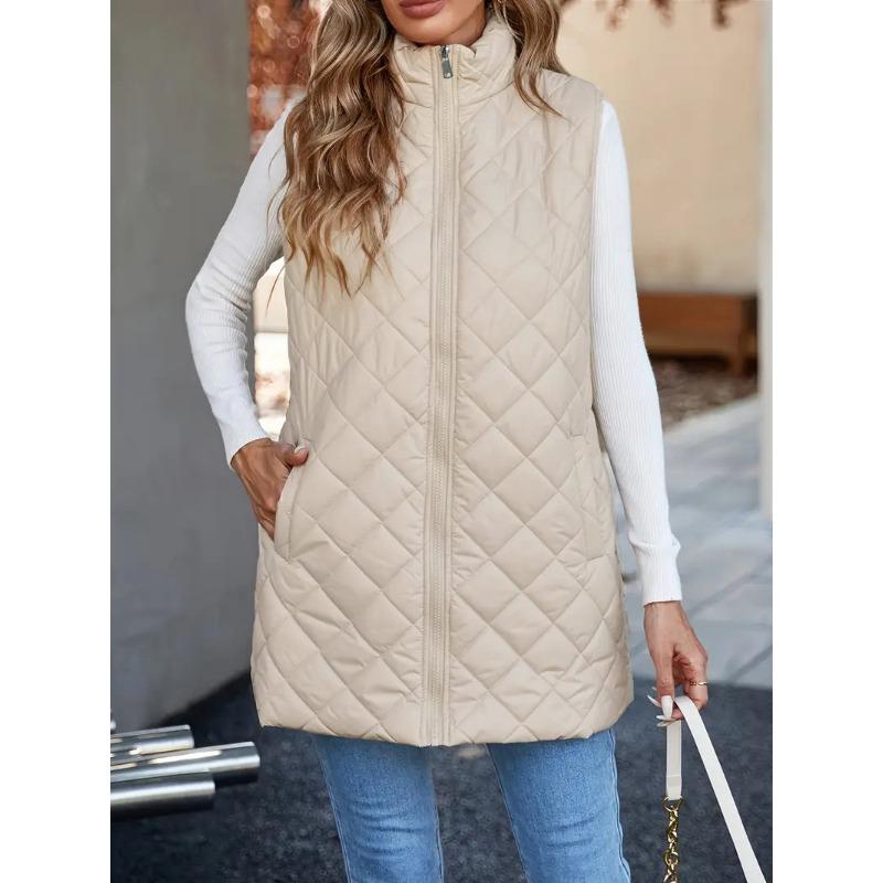 Women S Solid Color Hooded Vest With Zipper Pockets Winter Warm