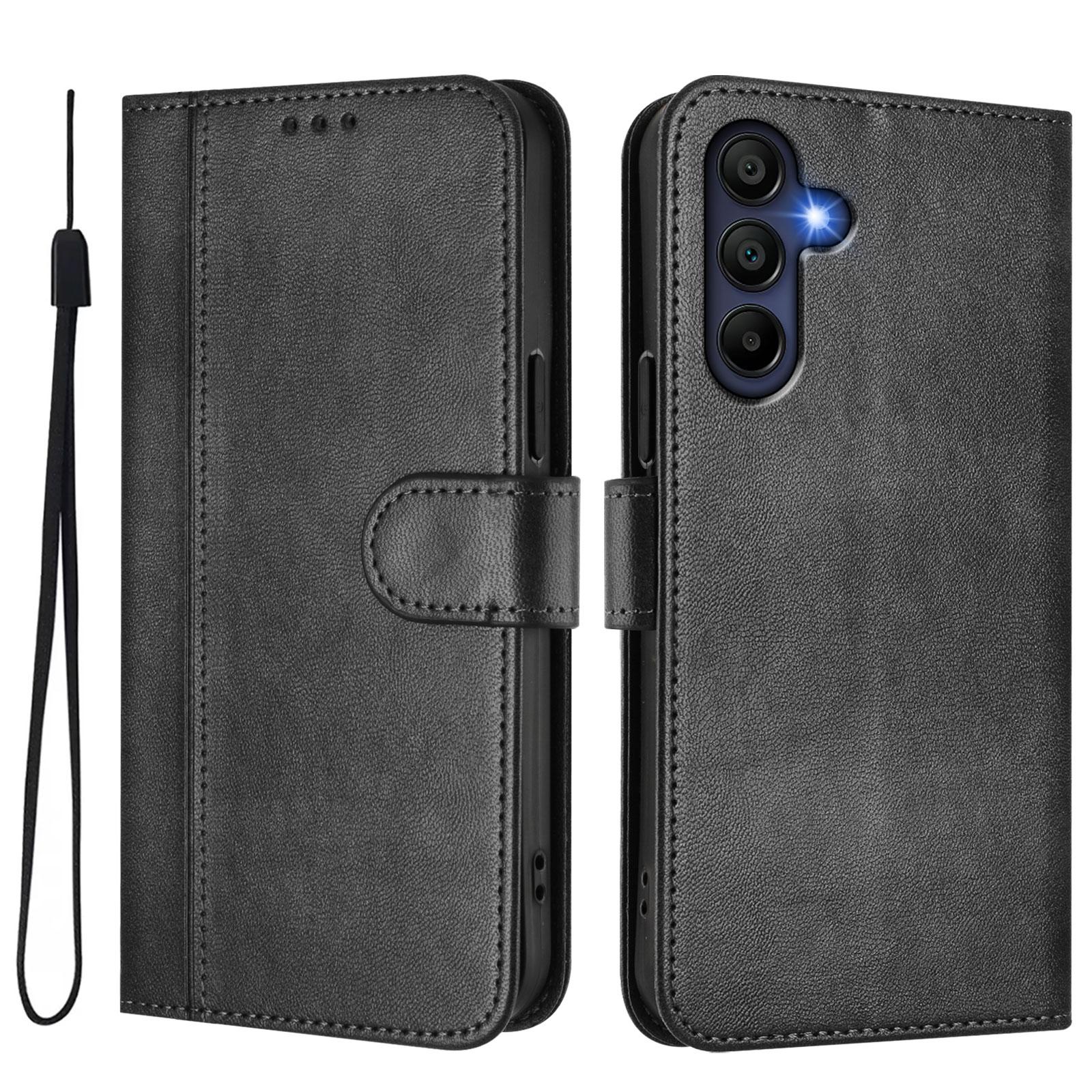 

For Samsung Galaxy A16 5G/Galaxy A16 4G Cases Wallet Stand Retro Texture Leather Phone Cover with Lanyard Black
