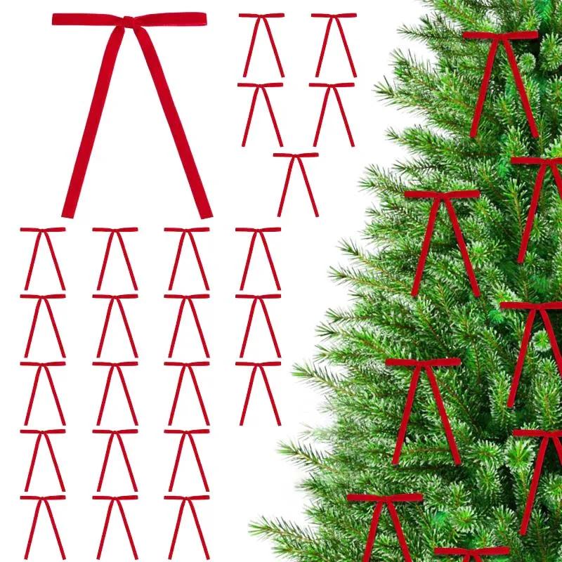 36 Pcs Christmas Velvet Bows Vintage Rustic Xmas Tree Velvet Ribbon for Wreath Fireplace Garland Home Decor Indoor Outdoor